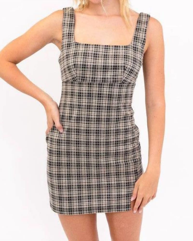 Front of a model wearing a size L Carrie Dress In Multi in Multi by LE LIS. | dia_product_style_image_id:350455